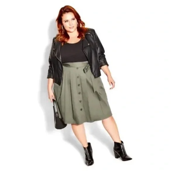 CITY CHIC 'Uptown Girl' Deep Sage Black Belted Midi Dress Plus Size XL AU 22 - Picture 1 of 13